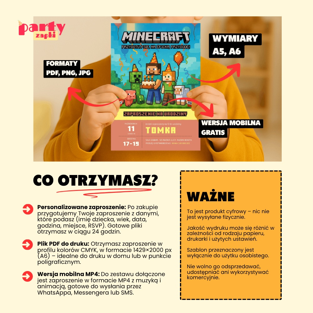 minecraft 07 zaproszenie na urodziny partyzapki 5