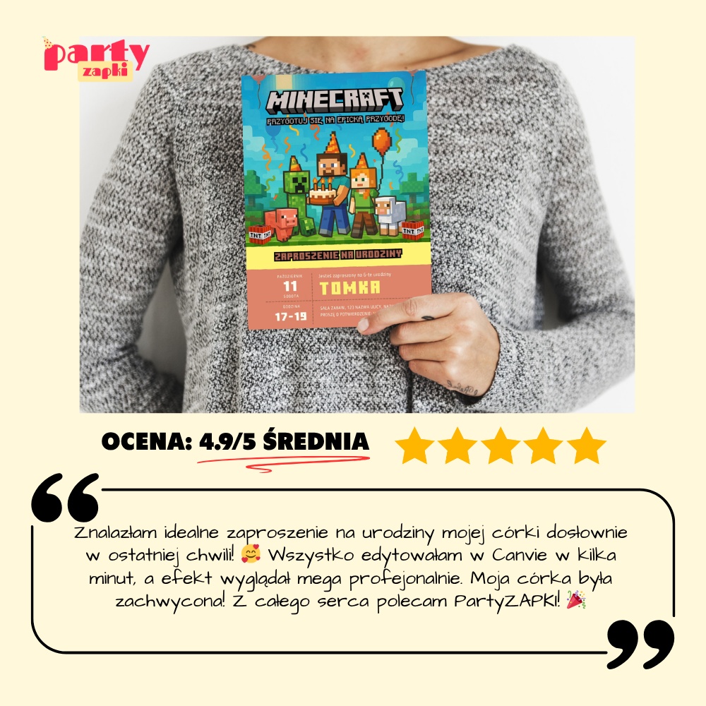 minecraft 07 zaproszenie na urodziny partyzapki 7
