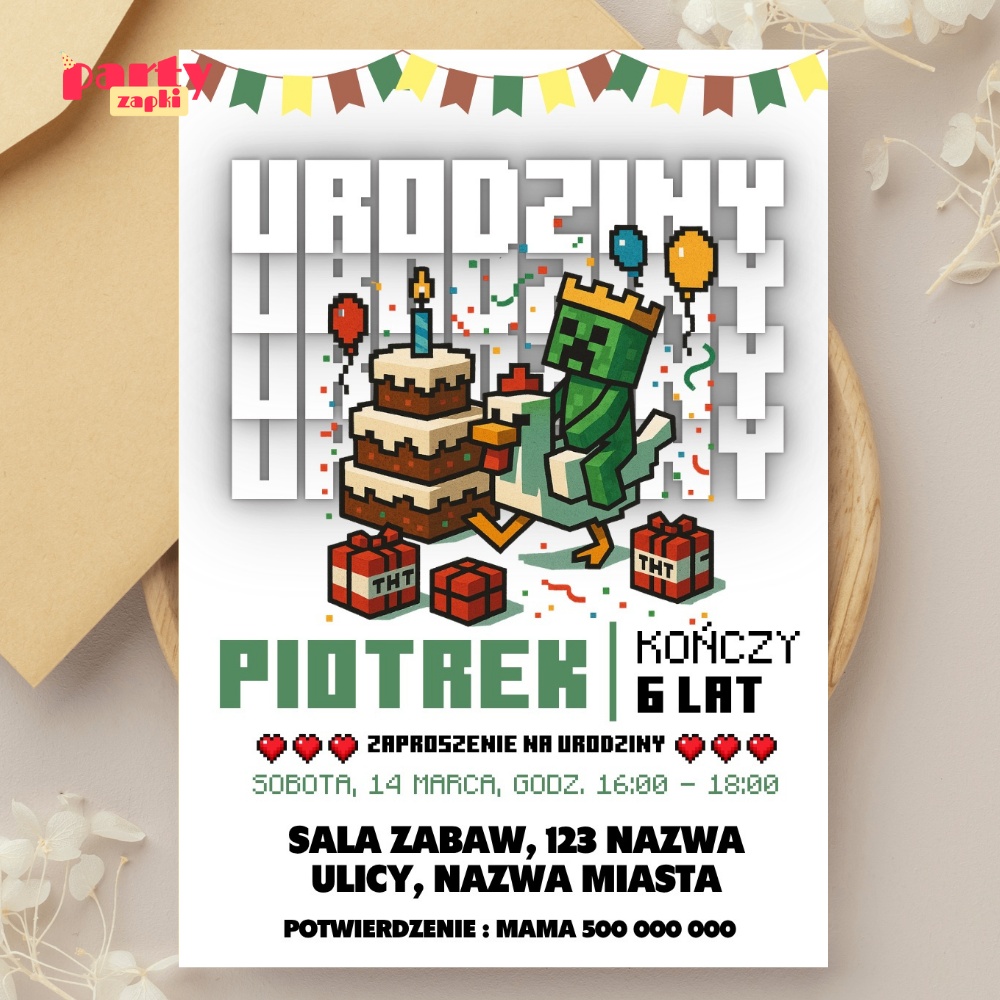 minecraft 08 zaproszenie na urodziny partyzapki 2