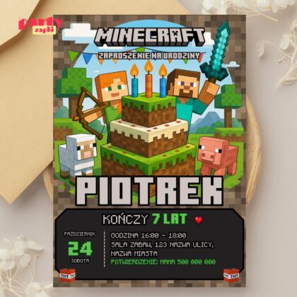 minecraft 09 zaproszenie na urodziny partyzapki 2