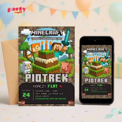 minecraft 09 zaproszenie na urodziny partyzapki