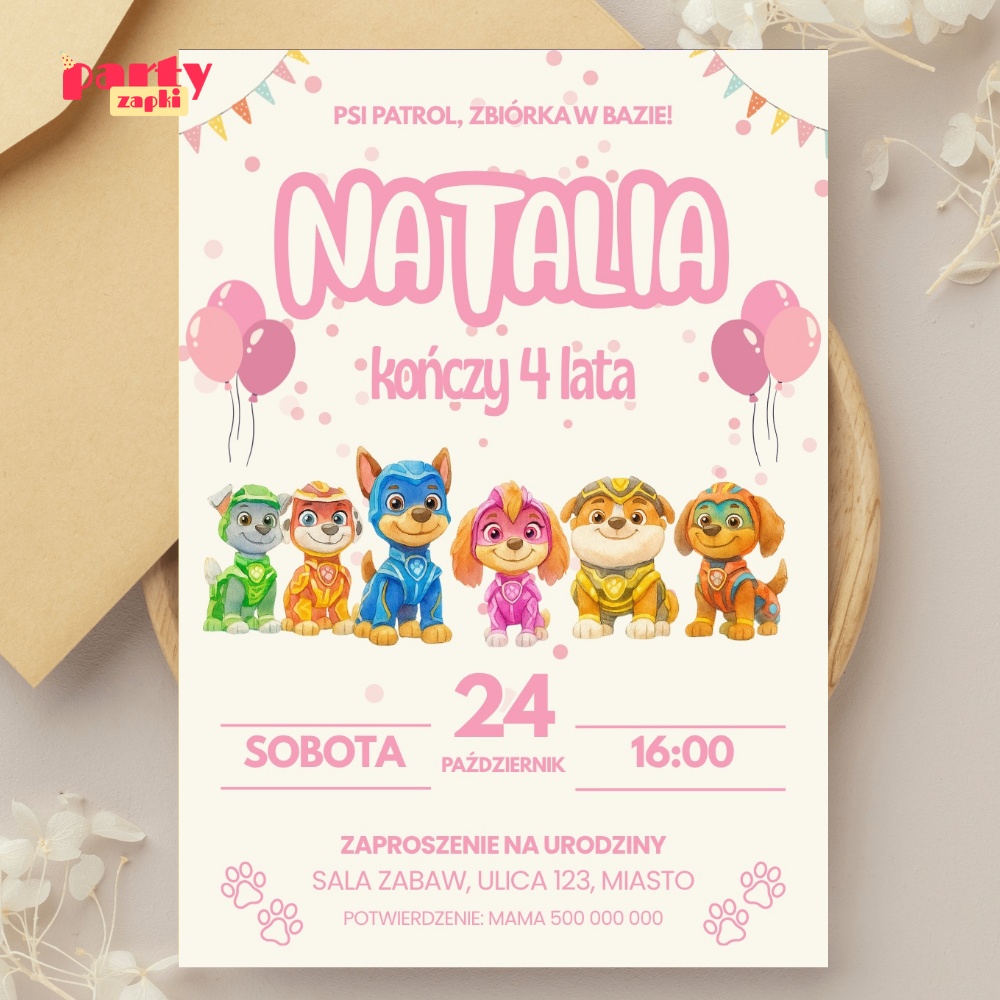 psi patrol 05 zaproszenie na urodziny partyzapki 2