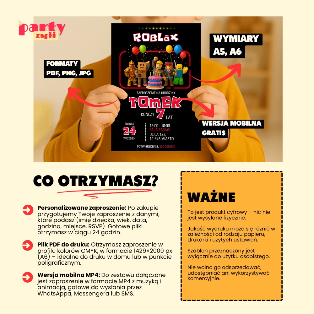 roblox 01 zaproszenie na urodziny partyzapki 5