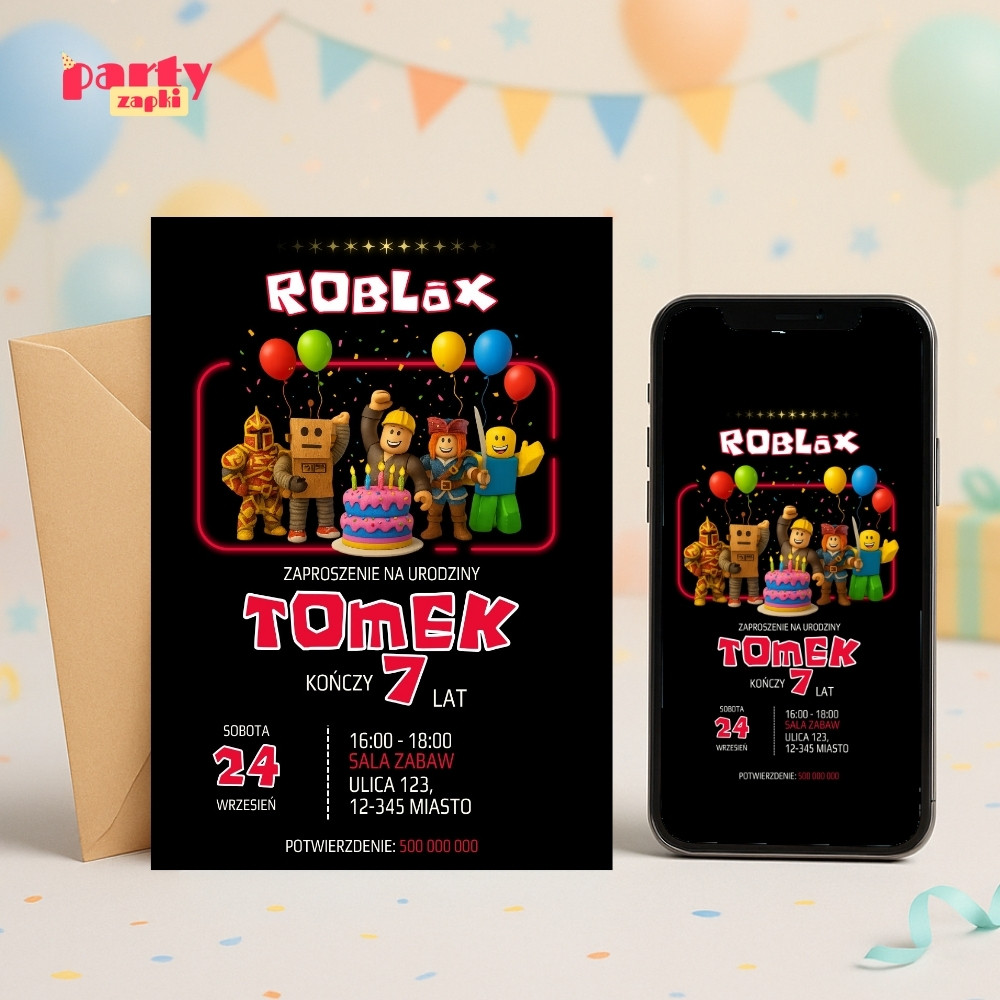 roblox 01 zaproszenie na urodziny partyzapki