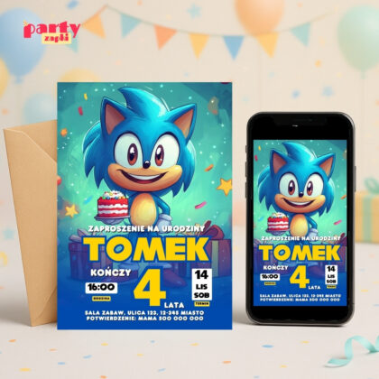 sonic 10 zaproszenie na urodziny partyzapki
