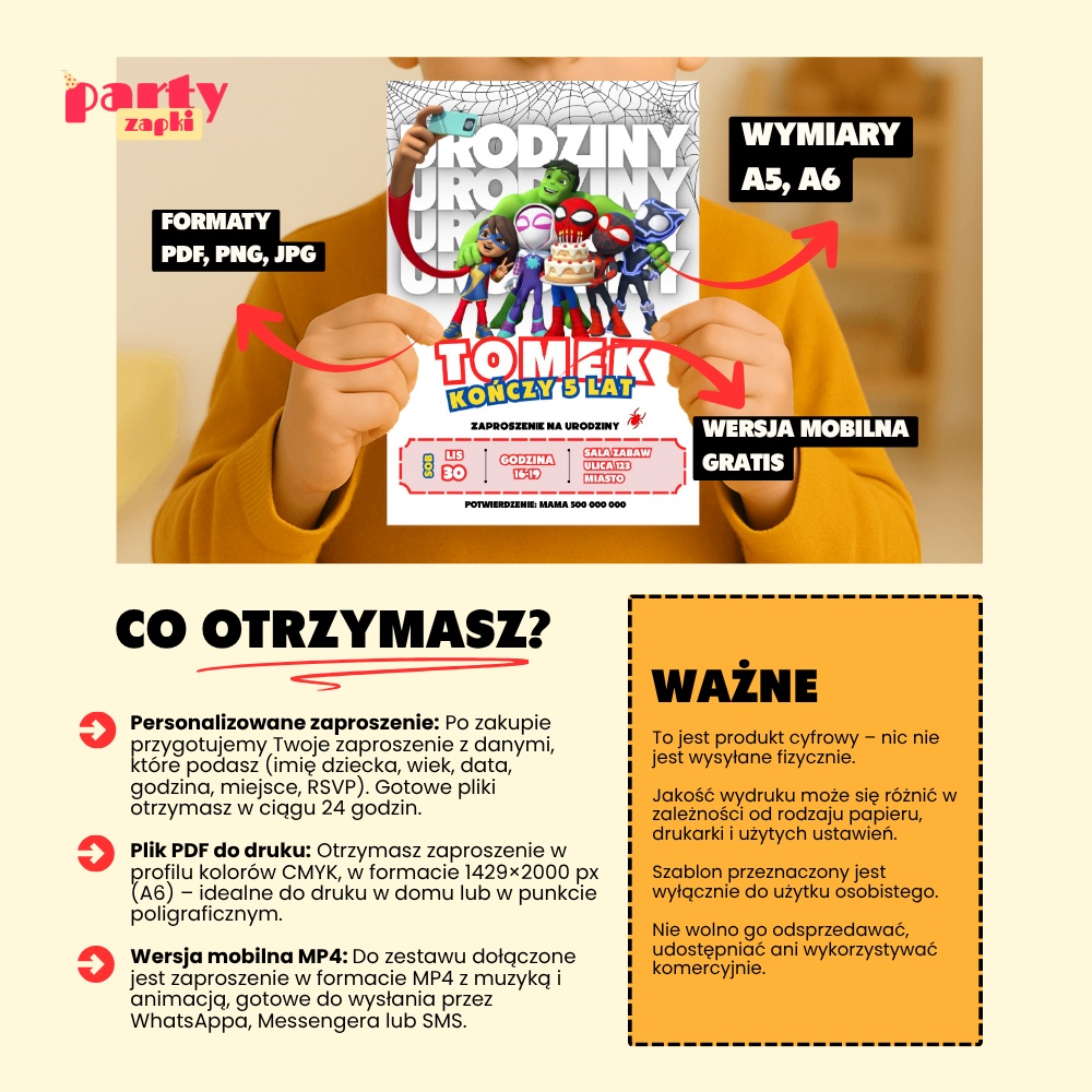 spidey 02 zaproszenie na urodziny partyzapki 5