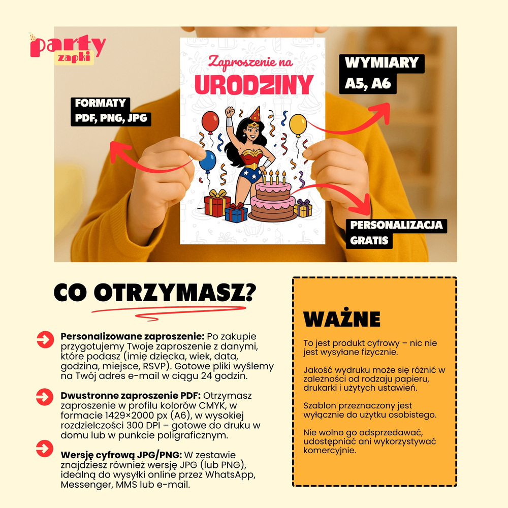 wonder woman zaproszenie partyzapki 01 4