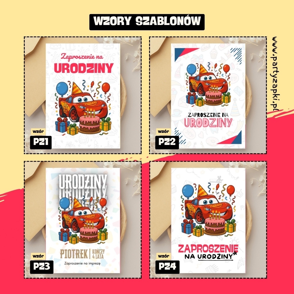 zygzak mcqueen auta zaproszenie partyzapki 01 2