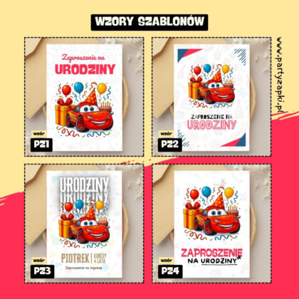 zygzak mcqueen auta zaproszenie partyzapki 02 2