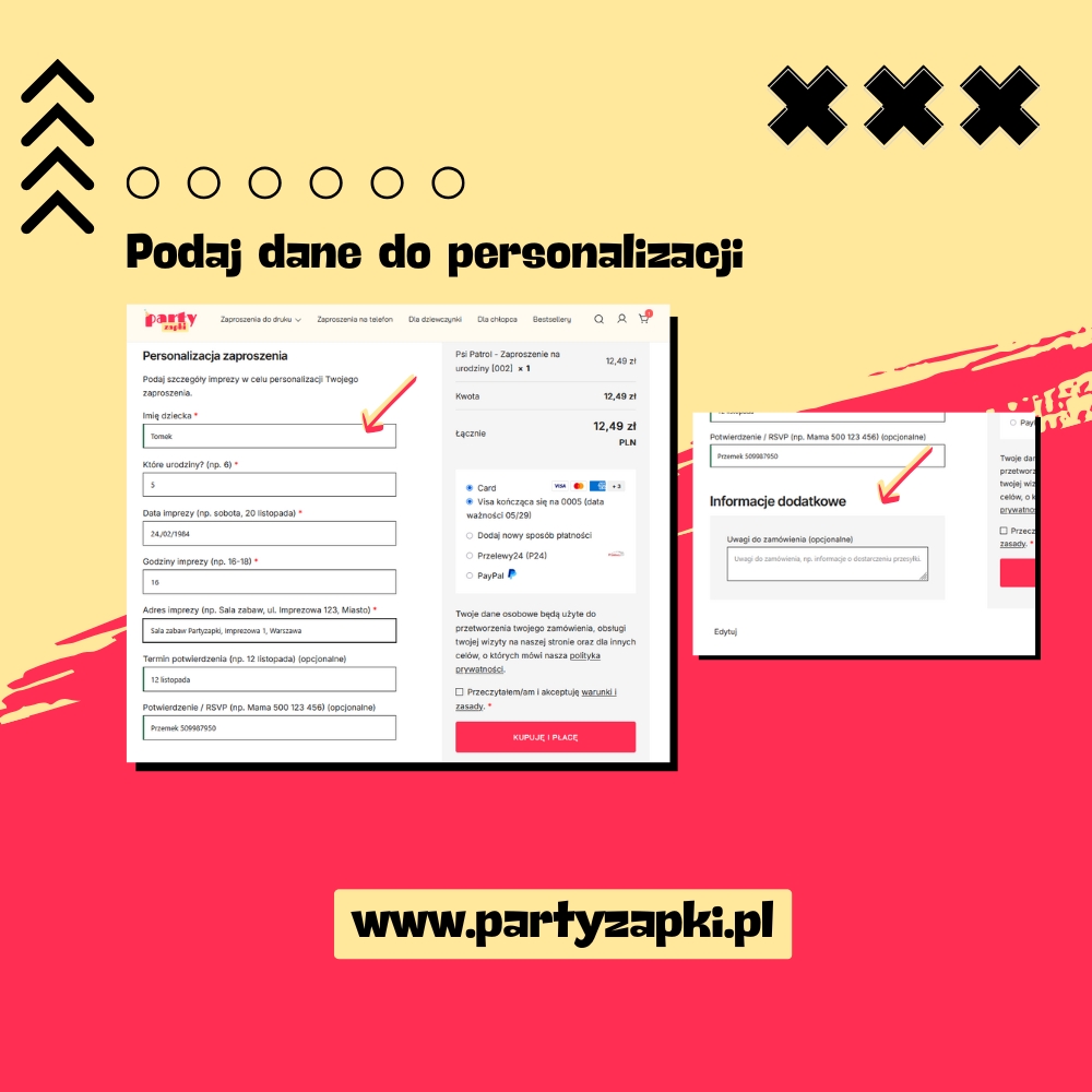 dane do personalizacji zaproszeń