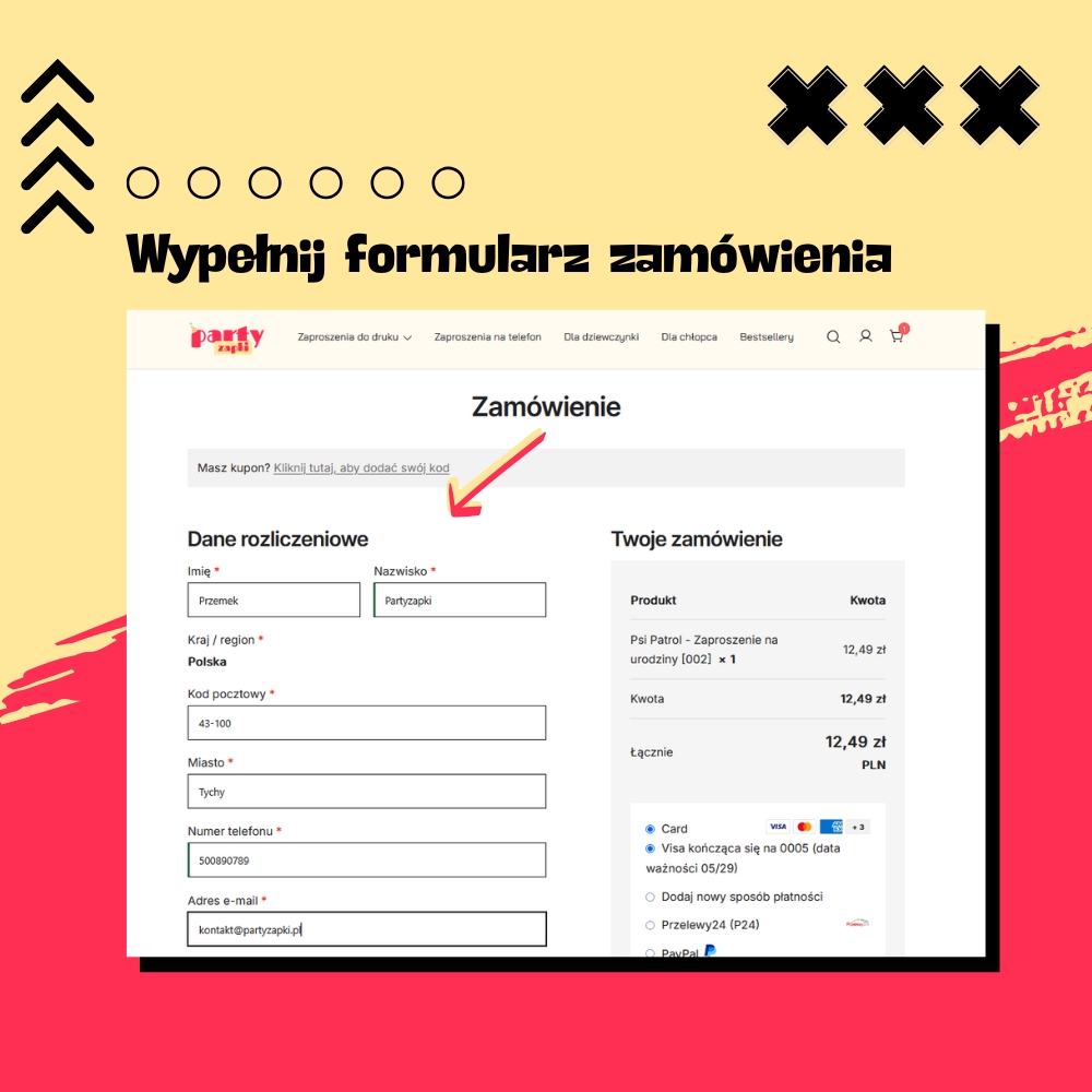 formularz zamówienia zaproszeń