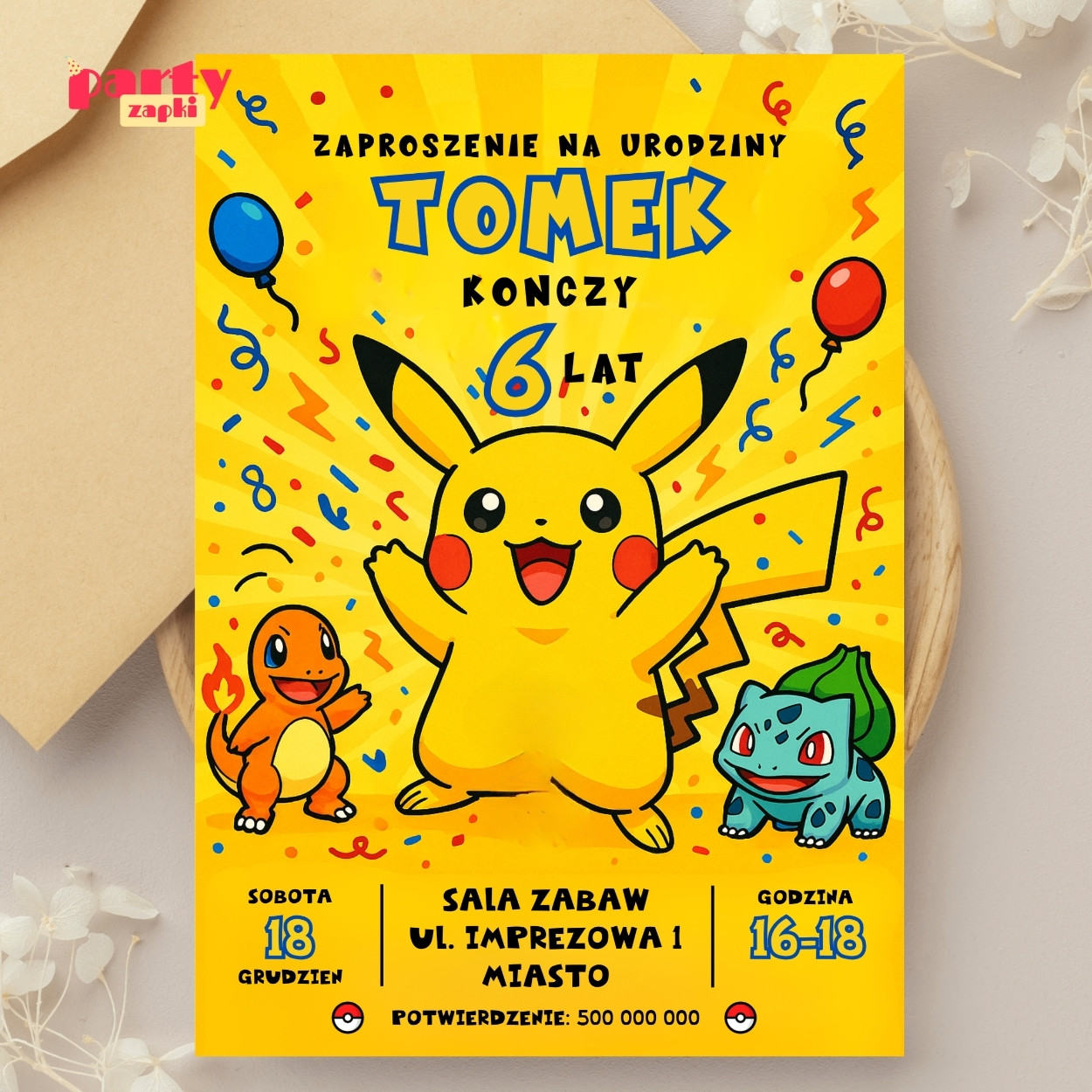 pokemon 08 zaproszenie na urodziny