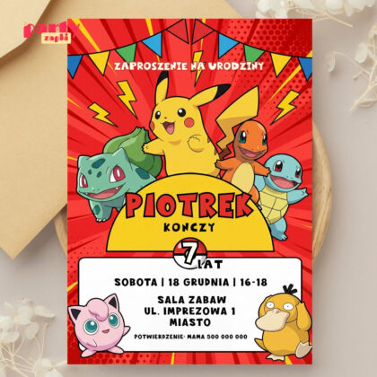pokemon 11 zaproszenie na urodziny