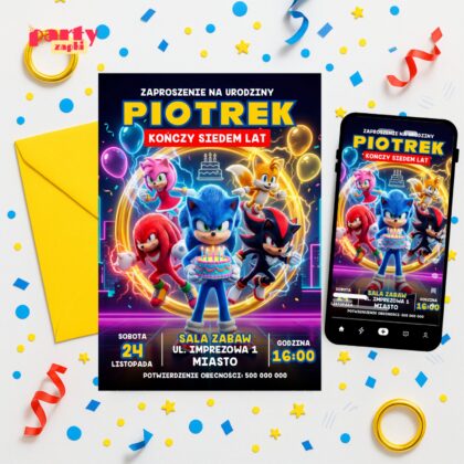 sonic 12 zaproszenie na urodziny