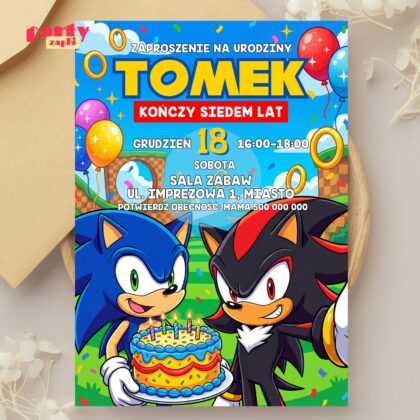 sonic 15 zaproszenie na urodziny 1