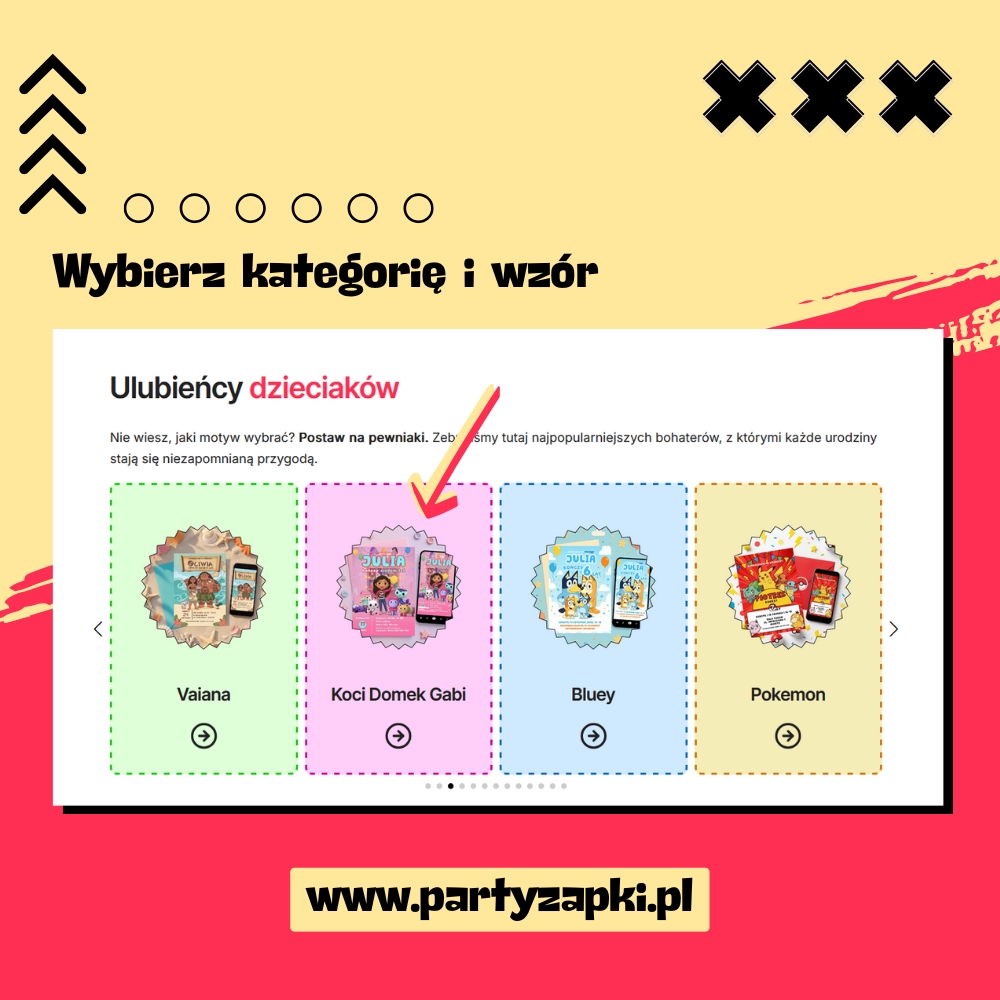 wybierz kategorie i wzór zaproszenia