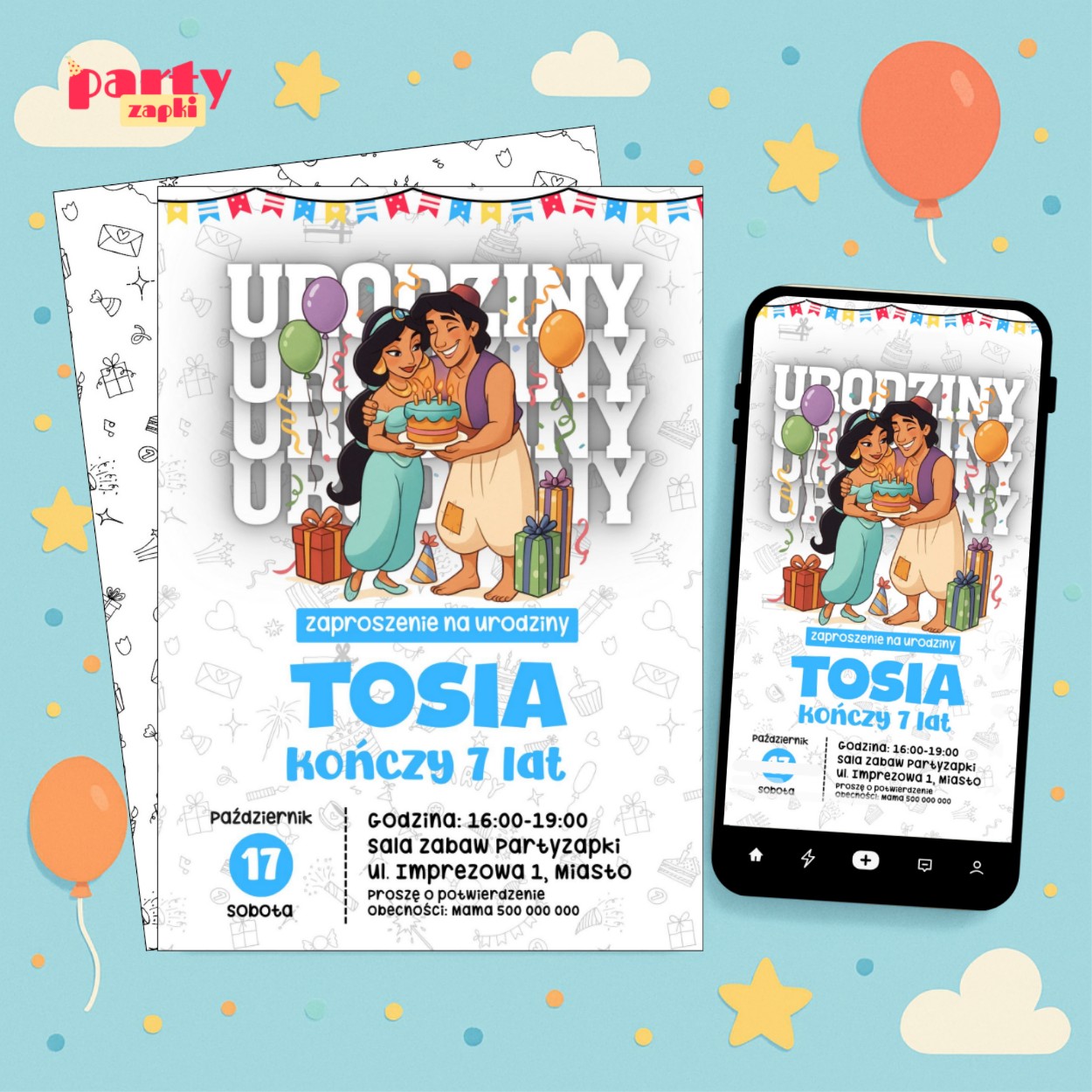alladyn 02 zaproszenie na urodziny partyzapki