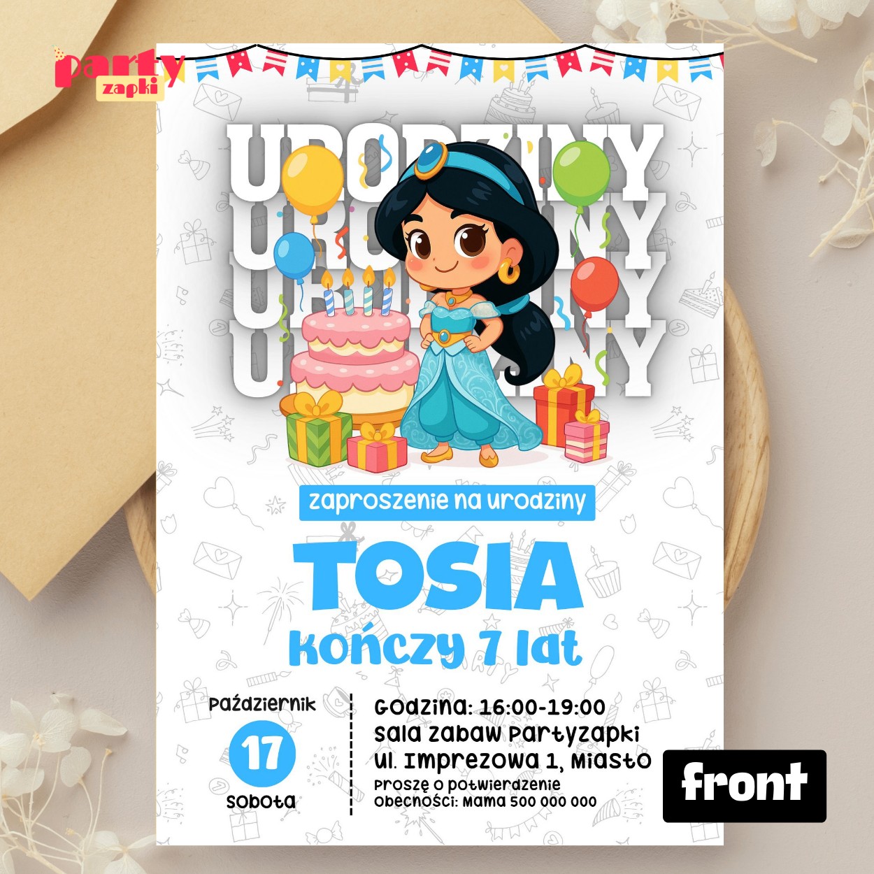 alladyn 03 zaproszenie na urodziny partyzapki 01