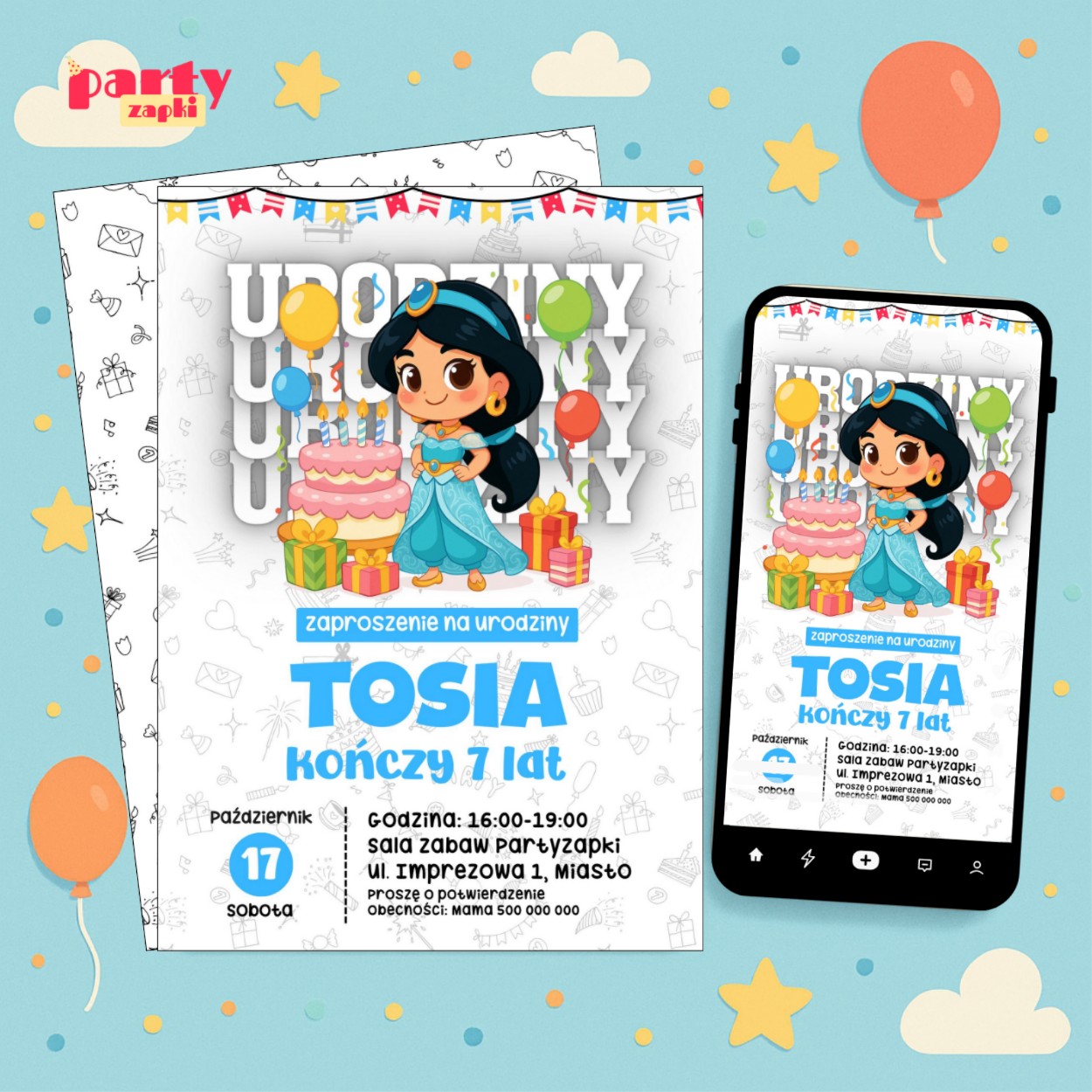 alladyn 03 zaproszenie na urodziny partyzapki