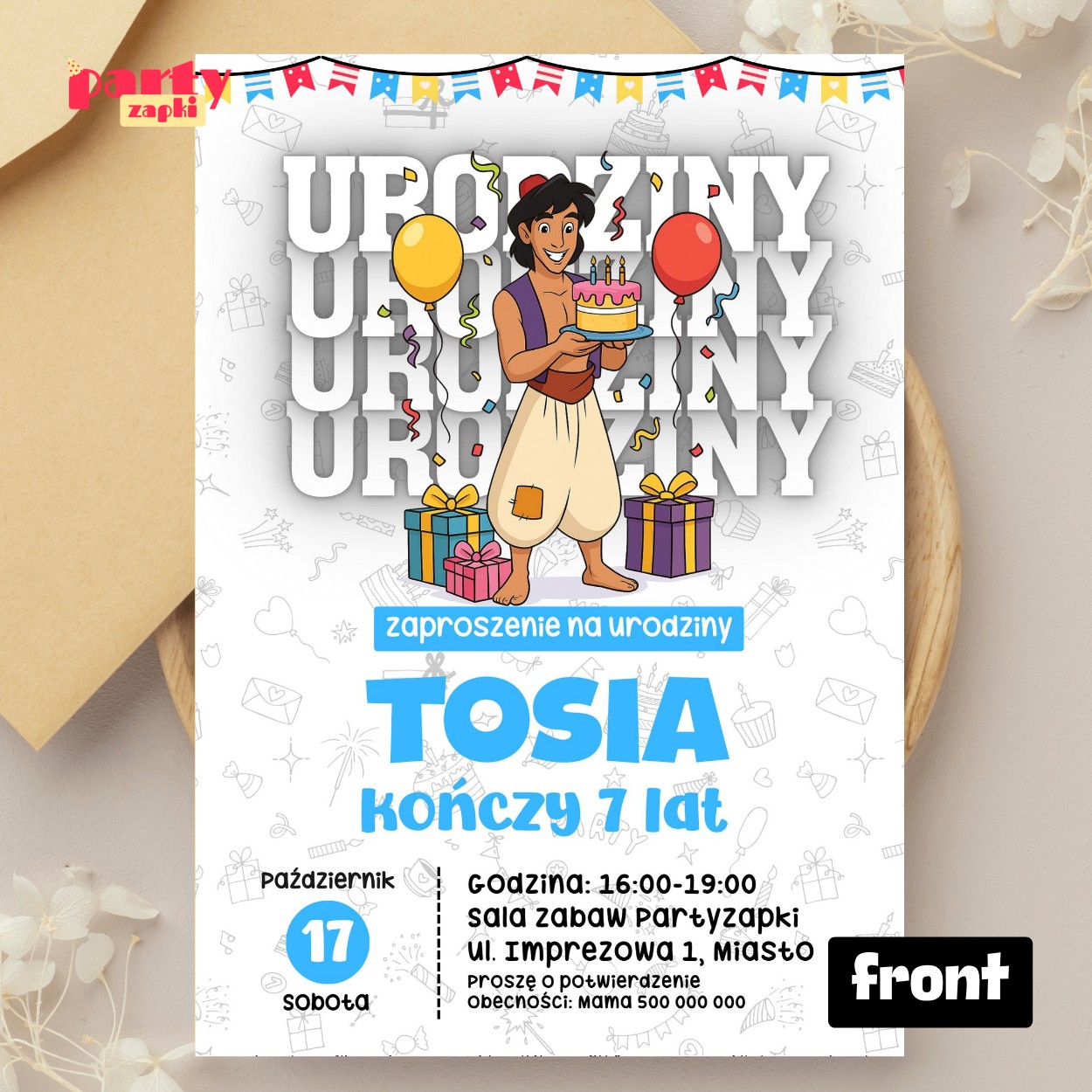 alladyn 05 zaproszenie na urodziny partyzapki 01