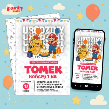 bowser 04 zaproszenie na urodziny partyzapki
