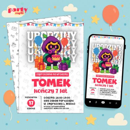 brawl stars 01 zaproszenie na urodziny partyzapki