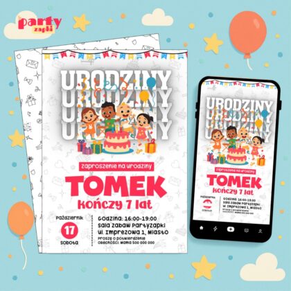 cocomelon 05 zaproszenie na urodziny partyzapki