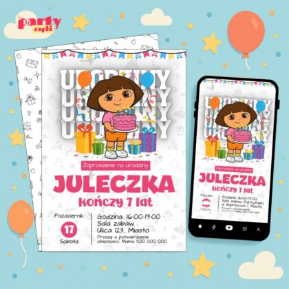 dora poznaje swiat 02 zaproszenie na urodziny partyzapki