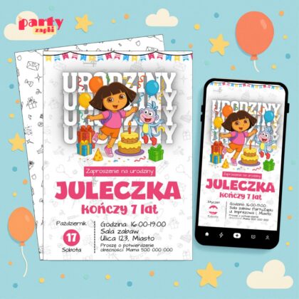 dora poznaje swiat 04 zaproszenie na urodziny partyzapki