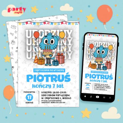 gumball 02 zaproszenie na urodziny partyzapki