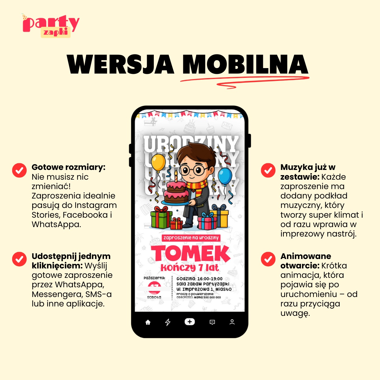 Harry Potter - Zaproszenie na urodziny - Partyzapki