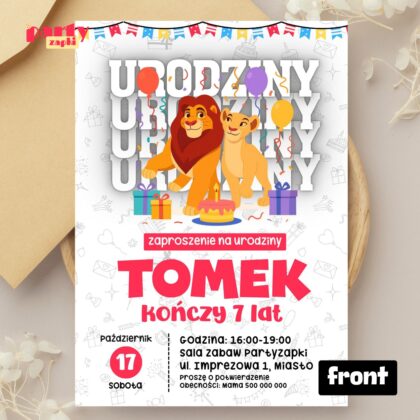 krol lew 02 zaproszenie na urodziny partyzapki 01