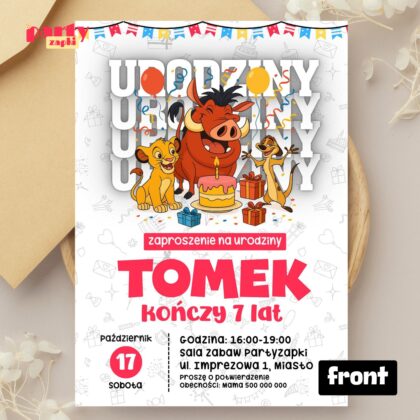 krol lew 03 zaproszenie na urodziny partyzapki 01