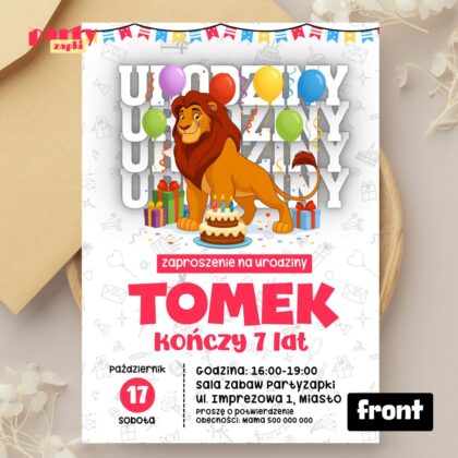 krol lew 05 zaproszenie na urodziny partyzapki 01