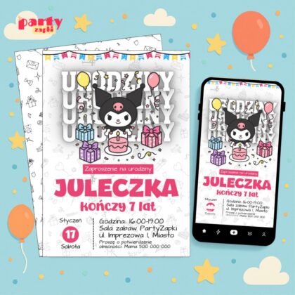 kuromi 01 zaproszenie na urodziny partyzapki