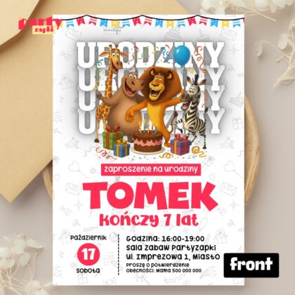 madagascar 03 zaproszenie na urodziny partyzapki 01