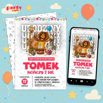 madagascar 03 zaproszenie na urodziny partyzapki