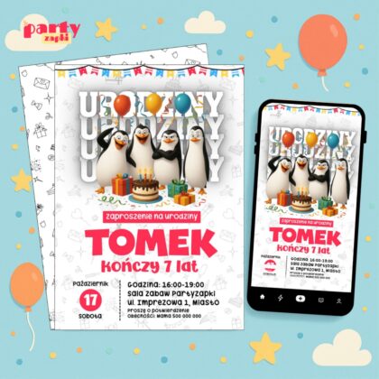 madagascar 05 zaproszenie na urodziny partyzapki