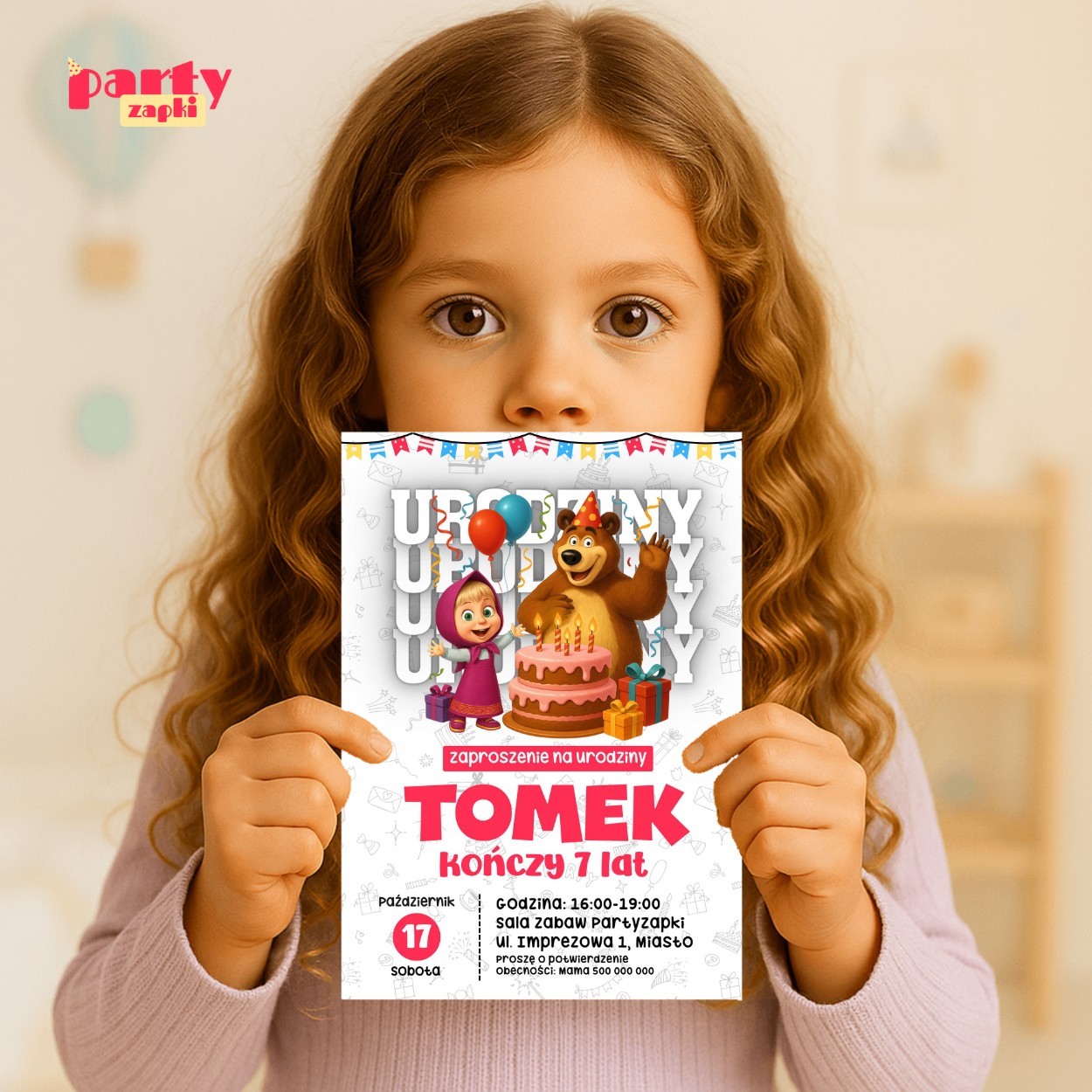 masza i niedzwiedz 01 zaproszenie na urodziny partyzapki 03