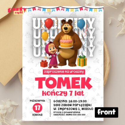 masza i niedzwiedz 02 zaproszenie na urodziny partyzapki 01