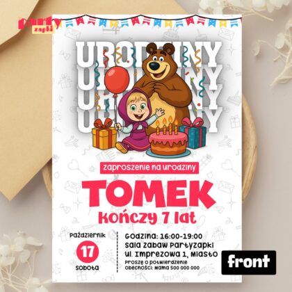 masza i niedzwiedz 03 zaproszenie na urodziny partyzapki 01