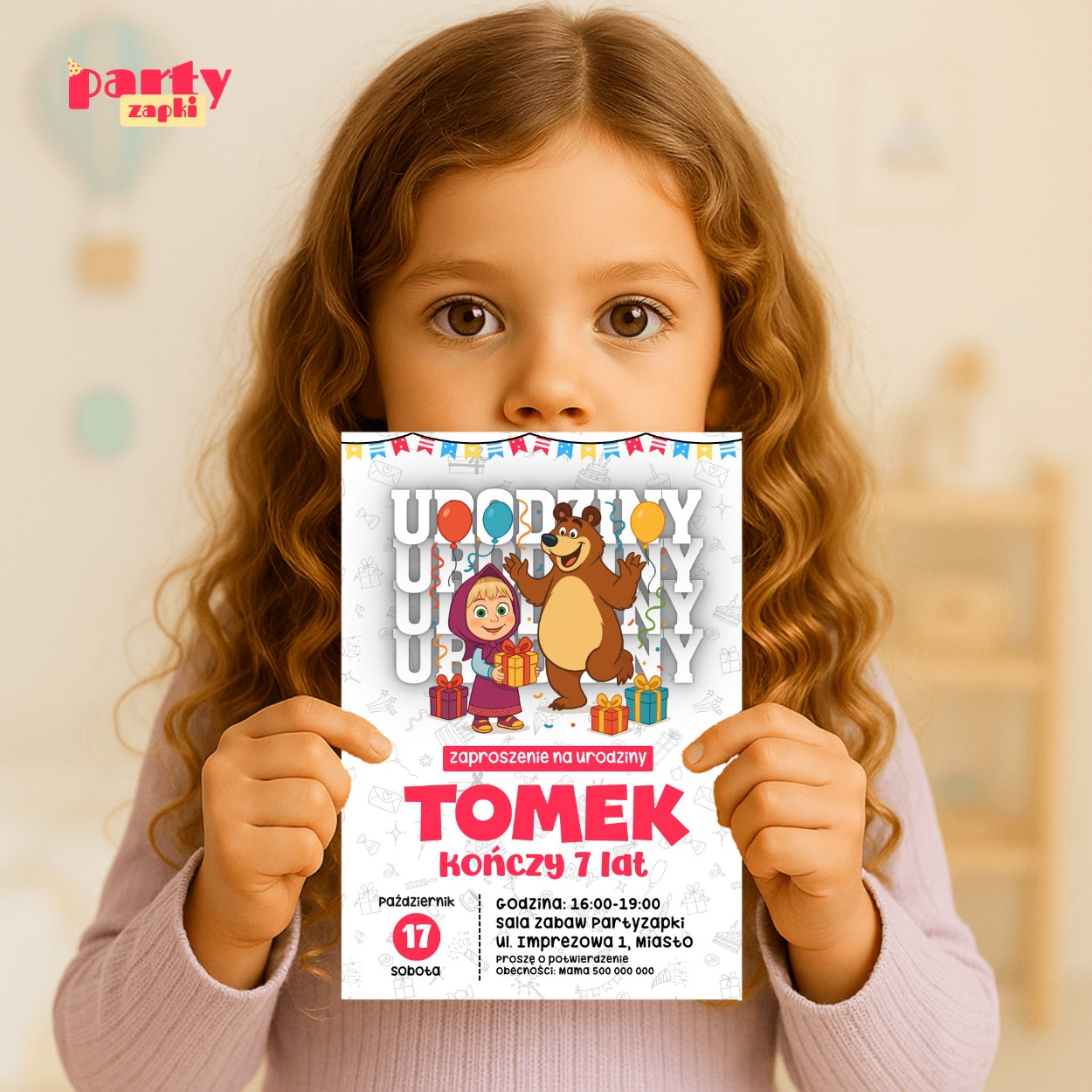 masza i niedzwiedz 04 zaproszenie na urodziny partyzapki 03