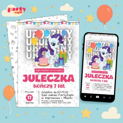 my little pony 08 zaproszenie na urodziny partyzapki