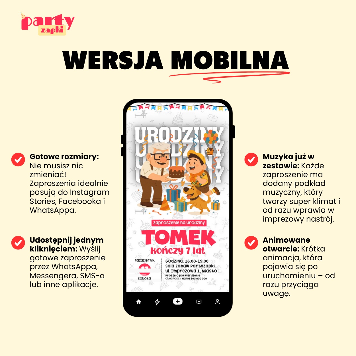 Odlot - Zaproszenie na urodziny - Partyzapki