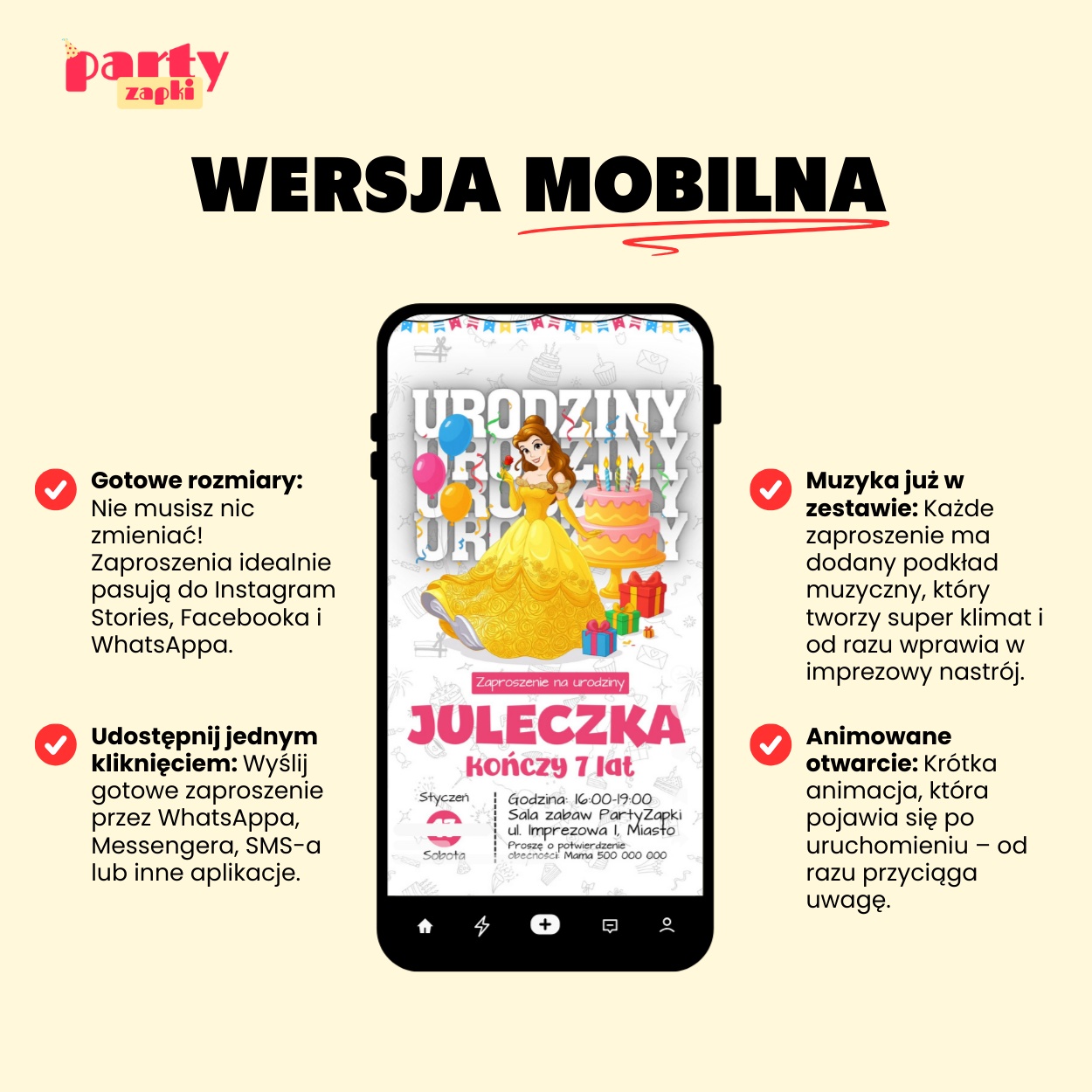 Piekna I Bestia - Zaproszenie na urodziny - Partyzapki