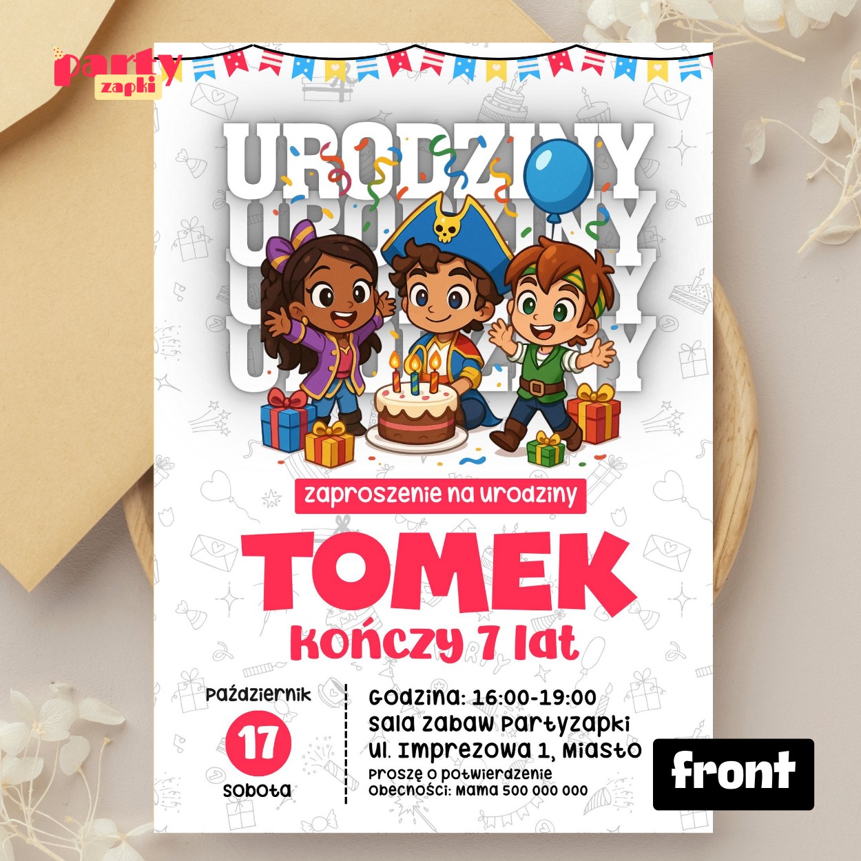 santiago z morz 04 zaproszenie na urodziny partyzapki 01