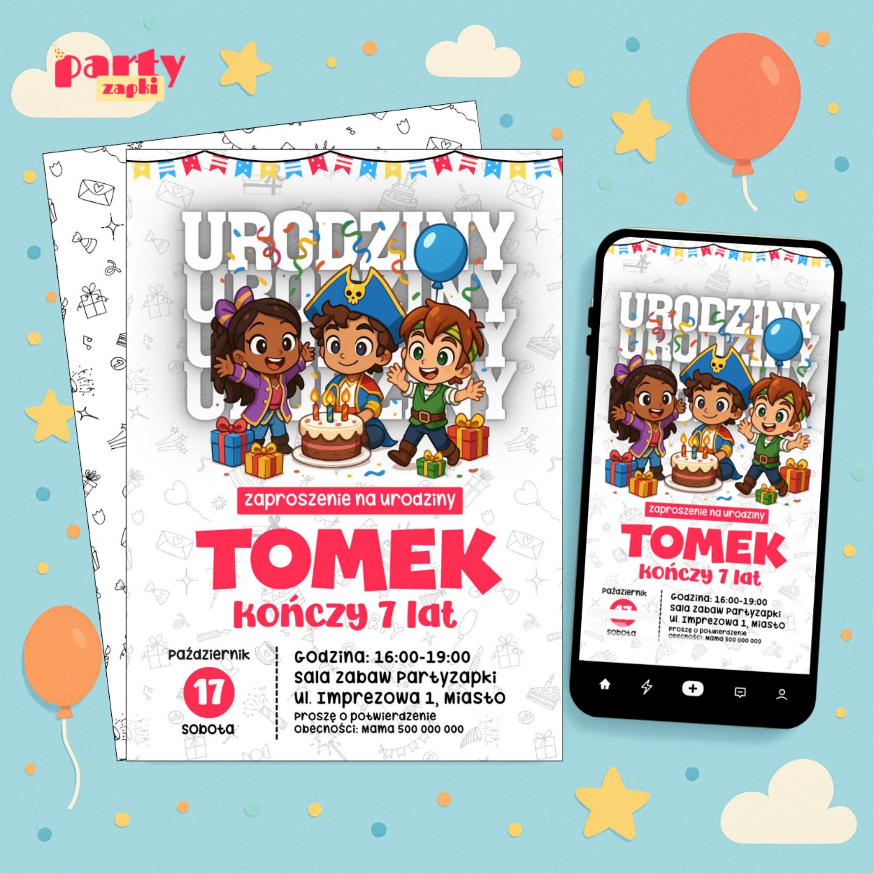 santiago z morz 04 zaproszenie na urodziny partyzapki