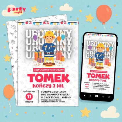 strazak sam 01 zaproszenie na urodziny partyzapki