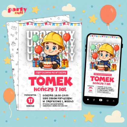 strazak sam 05 zaproszenie na urodziny partyzapki