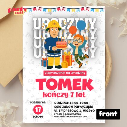 strazak sam 06 zaproszenie na urodziny partyzapki 01
